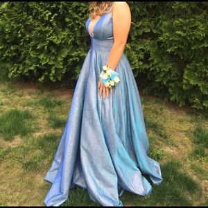 Shimmering blue prom gown